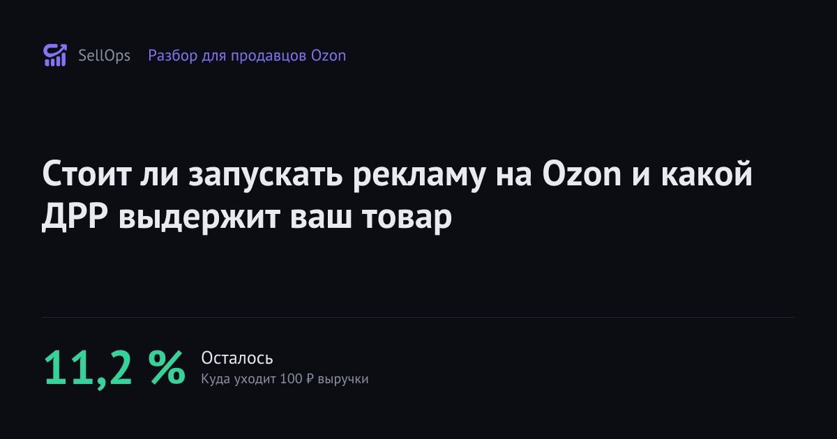 Стоит ли запускать рекламу на Ozon и какой ДРР выдержит ваш товар